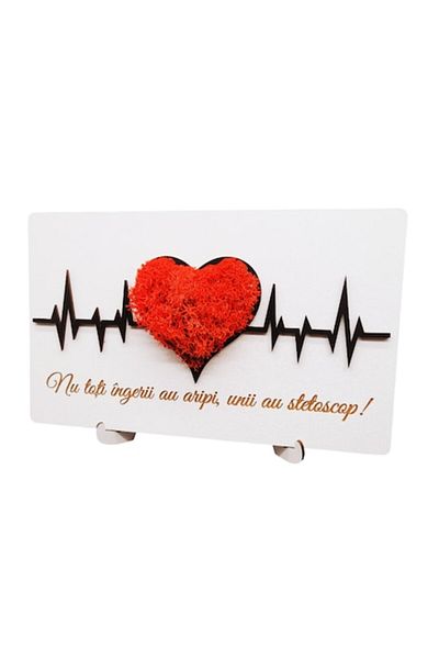 OEM Decorative Gift For Doctor, Wooden Frame With Stabilized Lichens, Laser Engraved