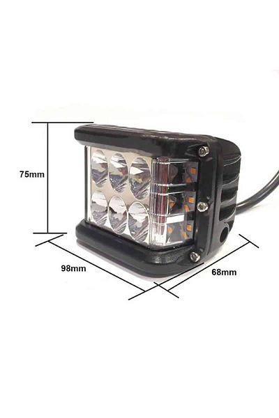 BGRJ Automotive Bicolor LED projector, Off Road, white and yellow strobe, 45W, spot light angle 30°