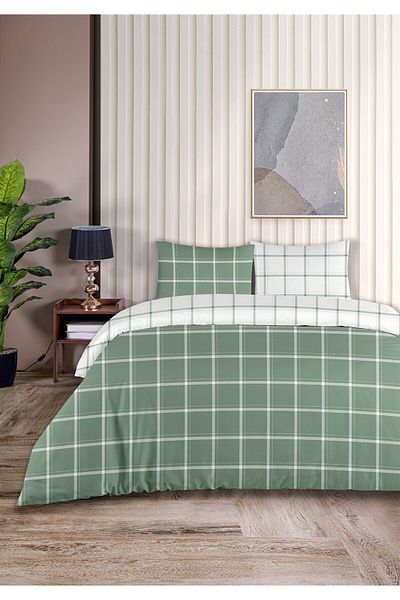 Evim Tual 100% Cotton Akfil Cotton Single Duvet Cover Set 160X220Cm Glass Green