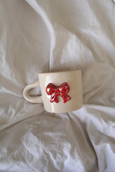 sukupotCeramics Parlak Kırmızı Fiyonk Kupa