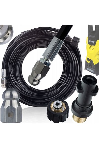 Rosfix Wąż do czyszczenia kanalizacji 20m M22-Bayonet do Kärcher K2 K3 K4 K5 K6 K7 z wymienną dyszą