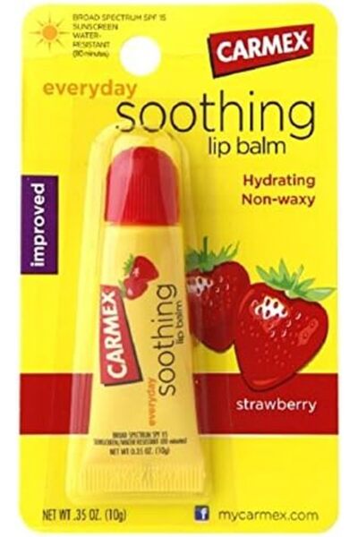 Carmex مرطب شفاه مهدئ (فراولة، 0.35 أونصة) - عبوة من قطعتين
