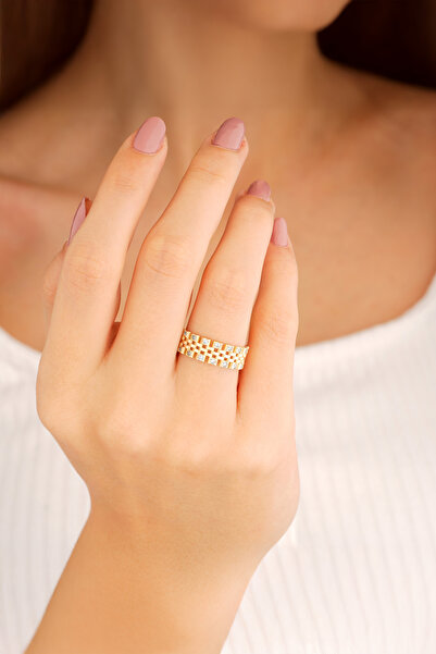 madissongold 14 Ayar Altın Zarif Taşlı Yüzük