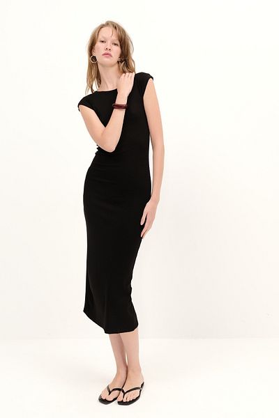 Addax Short Sleeve Modal Long Dress E0387-L11