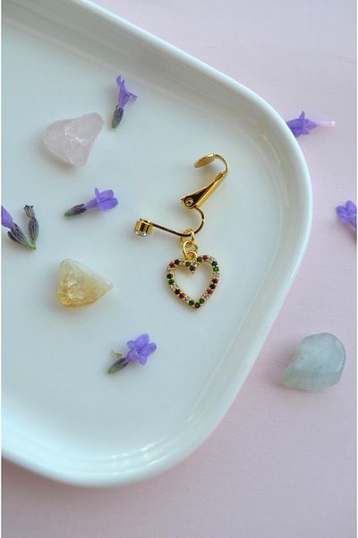 Sacce Scarves&Accessories Colored Heart Figured Holeless Belly Piercing