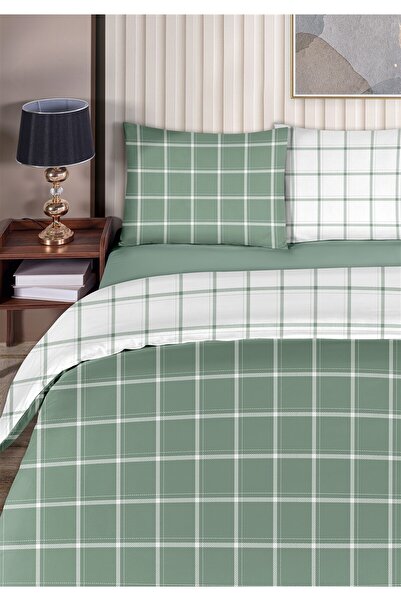 Evim Tual 100% Cotton Akfil Cotton Double Duvet Cover Set 200X220Cm Glass Green