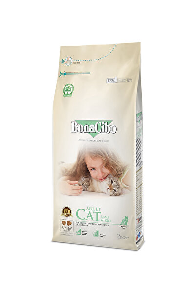 BonaCibo Adult Cat Kuzulu ve Pirinçli Kedi Maması, 2 Kg, Tüm Irklar İçin, Doğ...