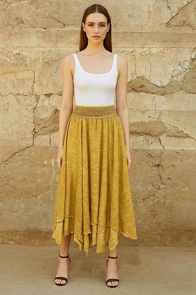 AGORATEKSTİL Women's Asymmetrical Lined 100% Cotton Witch Skirt