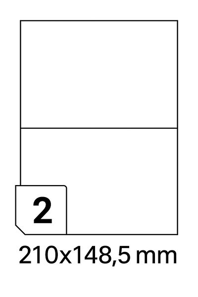 Rayfilm Self-adhesive labels 210x148.5 mm, 2/A4, 100 sheets/ream, matt white, –