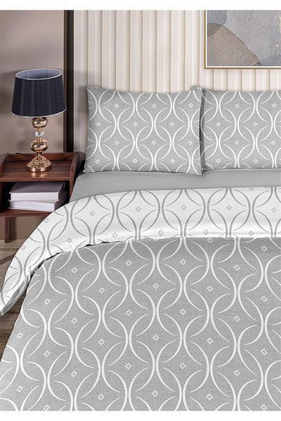 Evim Focus 100% Cotton Akfil Cotton Single Duvet Cover Set 160X220Cm Gray White