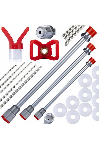 Rosfix 3x Lanca do pistoletu malarskiego 30, 50, 100cm+10x Uszczelka+Osłona dyszy+ Metalowe wyciory