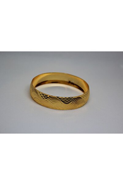 zerfine Dalga Desenli Klasik Imitasyon Altın Bilezik