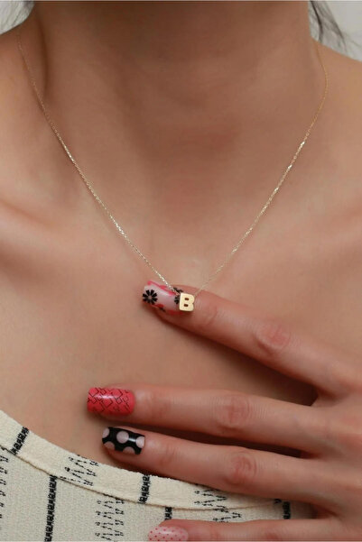 AMES GOLD KUYUMCULUK 14 Ayar Altın Üç Boyutlu B Harf Kolye