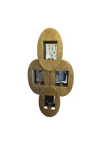 LUXXO Decoratiune de perete cu oglinzi si suport de lumanari, metalica, Bijou, 100x49cm, Auriu texturat
