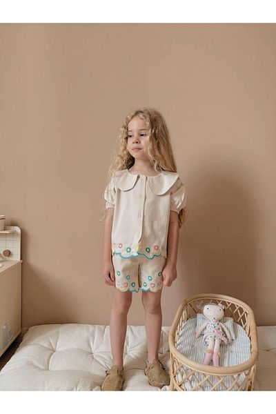 YİGİT BUTİK Yigit Boutique Embroidered Gabardine Fabric Girl's Suit