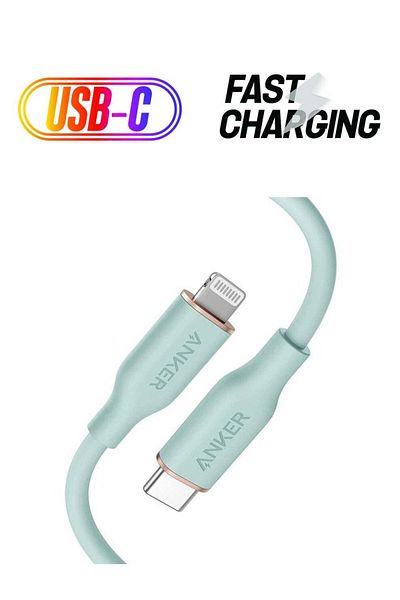 Anker موصل Powerline III Flow USB-C Lightning بطول 6 أقدام باللون الأخضر