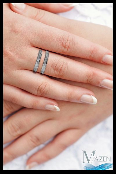 MAZEN Ayetel Kursi Written Steel Ring |   Blackening |   Adjustable |   Spiritual Protection |   Verse of the Chair