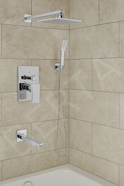 Berta Hijyen Ankastre Duş Sistemi Banyo Bataryası (3 Yönlü) Set Kare Model Ul...