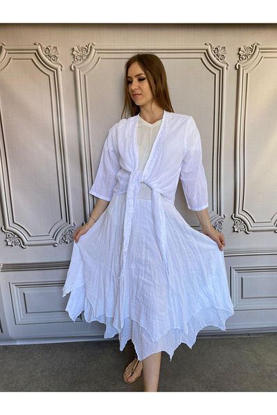 AGORATEKSTİL Women's Asymmetrical Lined 100% Cotton Witch Skirt