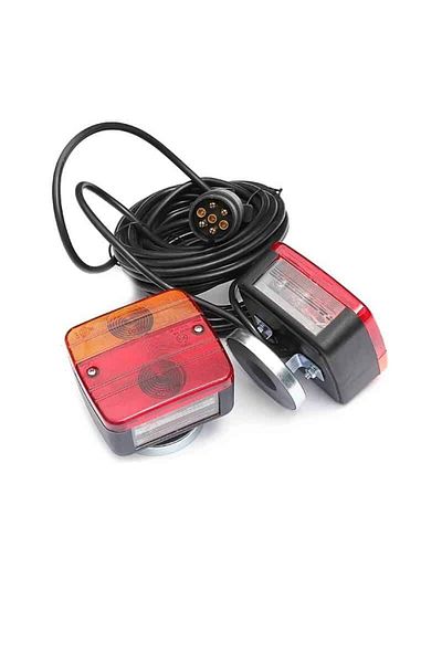 BGRJ Automotive Set of 2 magnetic tail lights, trailer, platform, 12V, 7-pin socket, 7.5m cable