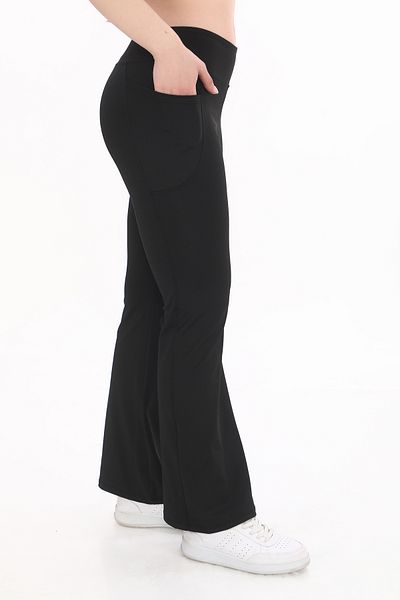 Fit & Fit Tayt Summer High Waist Premium, Recovery Knitted Sports Tights Firming Effect Leggings Black Color