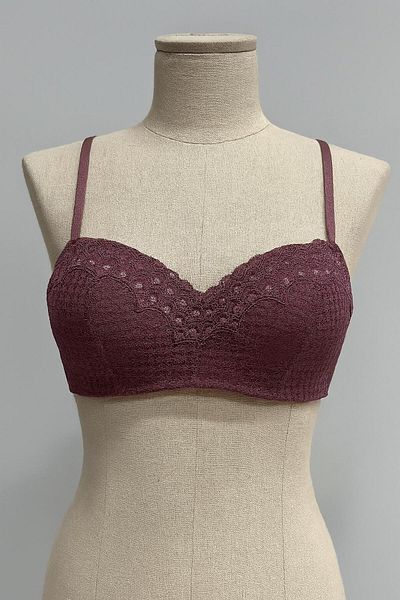 WİYONA Women's Burgundy Dusty Rose Underwire Lotus Bra