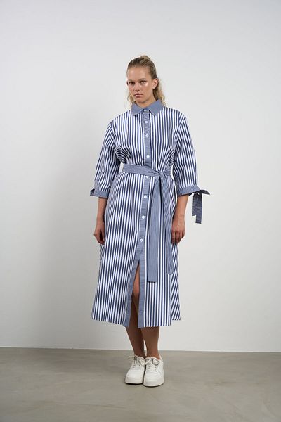 HANIQA Women's Striped Knee-Length Long Dress