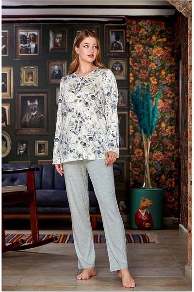 Cossy By Aqua 23139 Patterned Long Sleeve Pajama Set (wide size range)