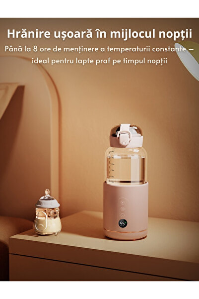 CLC SmartGear Incalzitor portabil lapte/apa, bebe biberon CLC SmartGear, 300ml, USB-C, fara fir, calatorii,