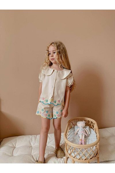 YİGİT BUTİK Yigit Boutique Embroidered Gabardine Fabric Girl's Suit