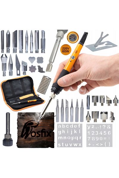 Rosfix Set OP60W - Kit 8-in-1 pentru lipire și pirogravură cu husă