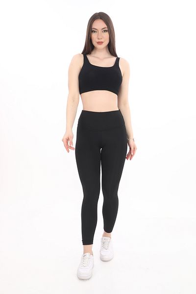 Fit & Fit Tayt Summer High Waist Premium, Recovery Knitted Sports Tights Firming Effect Leggings Black Color