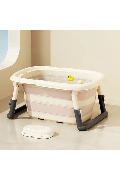 Little Mom Cadita 3 in 1 pentru copii Little Mom Pink, pliabila, echipata cu masuta de joaca detasabila, cu dus