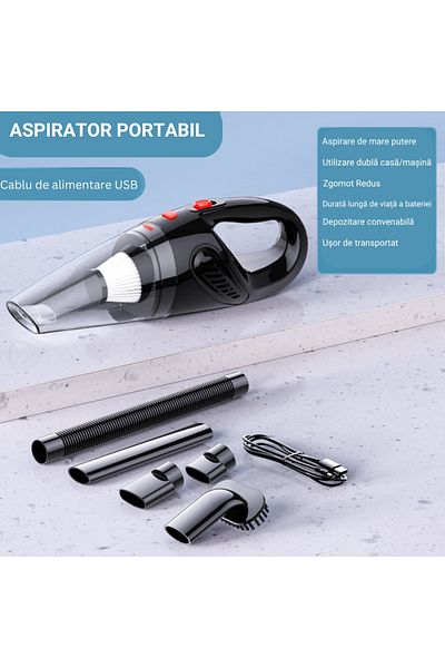 A ATAB Aspirator de mana portabil, pentru uz casnic si auto, Functie de aspirare umeda si uscata