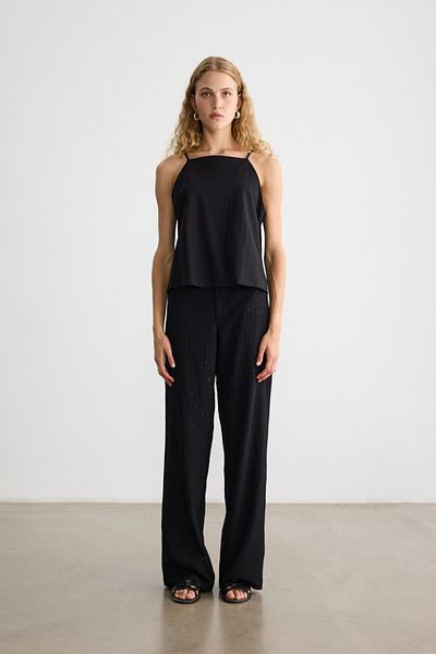 BE BLUE Black Shiny Palazzo Pants