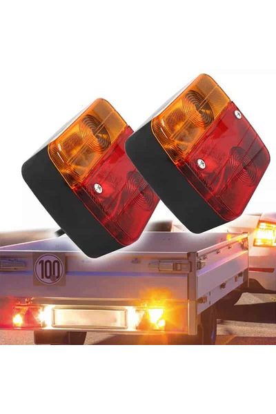 BGRJ Automotive Set of 2 magnetic tail lights, trailer, platform, 12V, 7-pin socket, 7.5m cable