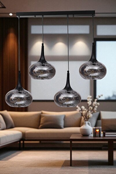 Lumexx ZARA 4 LÜ SIRALI SİYAH FÜME CAMLI SARKIT