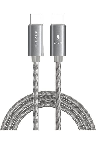 Aztech HyperCable USB C to USB C 240W Fast Charging Cable 2M PD 48V 5A Type-C Braided Titanium Wire