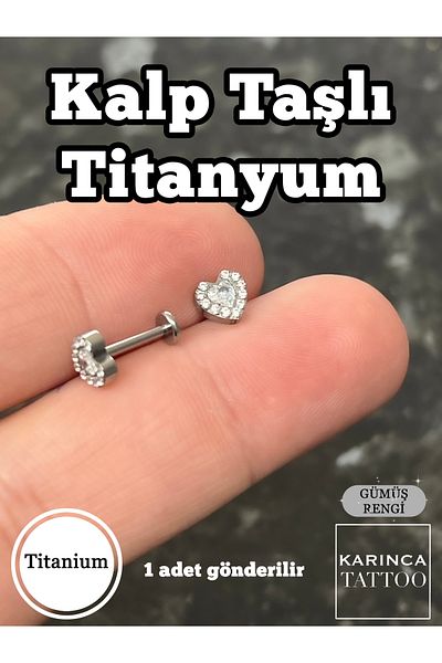 Karınca Piercing Heart Stone Titanium Piercing Helix Flat Conch Nose Lip Labret Ear Tragus Earring