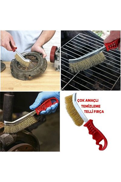 ÇEÇEN HOME Wire Brush with Plastic Handle, Dirt Rust Barbecue Bbq Grill Multipurpose Cleaning Brush