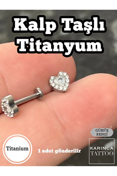 Karınca Piercing Heart Stone Titanium Piercing Helix Flat Conch Nose Lip Labret Ear Tragus Earring
