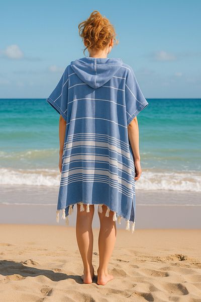 Formeya Baumwolle Erwachsene Pestemal Poncho Bademantel Strandtuch