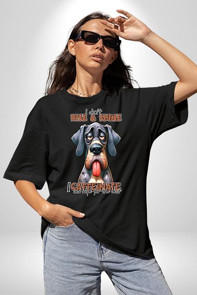 Angemiel I Don'T Drink Coffee I Start My Day Black Oversize Women's Men's Front Printed T-Shirt