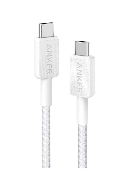 Anker كابل 322 USB-C إلى USB-C - سلك شحن سريع بطول 3 أقدام، وتوصيل طاقة 60 وات وشحن PD للهواتف،