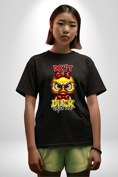 Angemiel Don'T Scam Me Written Duck Funny Black Oversize Women Men Front Printed T-Shirt