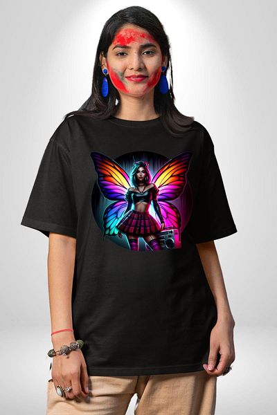 Angemiel Crop Top Skirt Retro Boom Box Plaque Teen Girl Black Oversize Women Men Front Printed T-Shirt