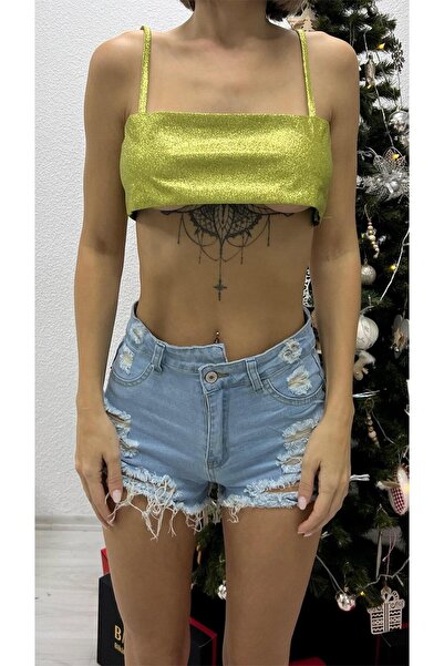 Bikini Mayokini Dünyası Glitter Crop Top - Green