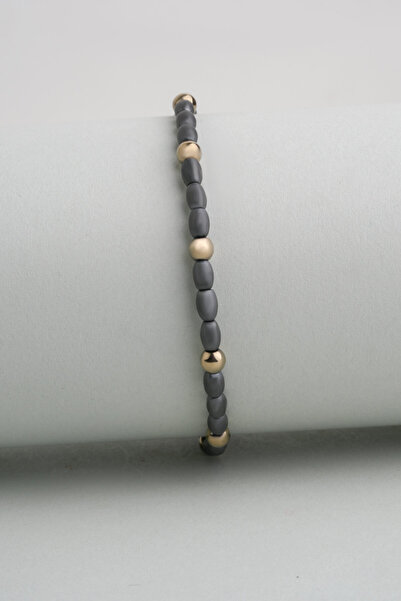 So CHIC... Hematit Taşlı Oksit Kaplama 21 Cm Gümüş Erkek Bileklik