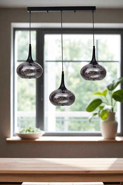 Lumexx ZARA 3 LÜ SIRALI SİYAH FÜME CAMLI SARKIT