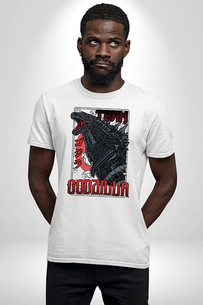 Angemiel Team Godzilla Anime Legendary Monster Anime White Oversize Women Men Front Printed T-Shirt